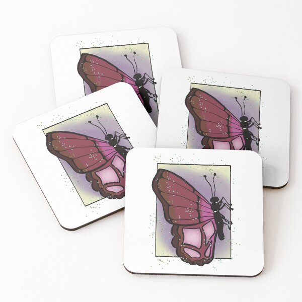 Item preview, Windswept Comic Art - Pink Butterfly with Purple and Yellow Background designed and sold by Jeanna’s Designs.