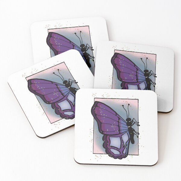Item preview, Windswept Comic Art - Purple Butterfly with Blue and Pink Background designed and sold by Jeanna’s Designs.
