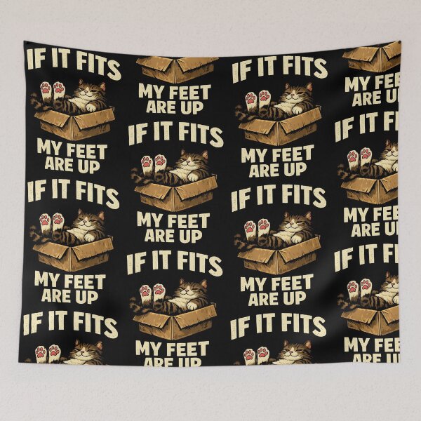 Item preview, If It Fits My Feet Are Up Funny Lazy Cat Humor Design designed and sold by TeeTimeTreasure.