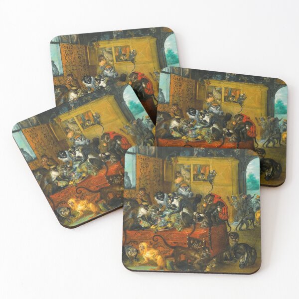 Item preview, Jan Brueghel Monkeys Feasting Singerie Classic Fine Art designed and sold by TheSoulOfArt.
