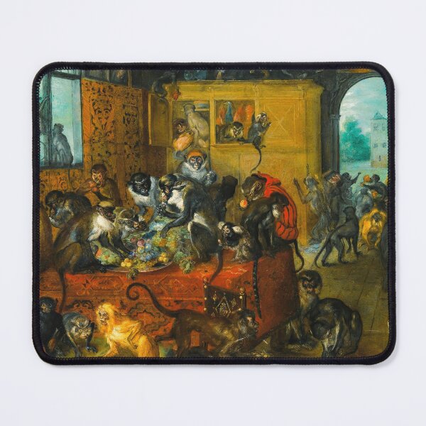 Item preview, Jan Brueghel Monkeys Feasting Singerie Classic Fine Art designed and sold by TheSoulOfArt.