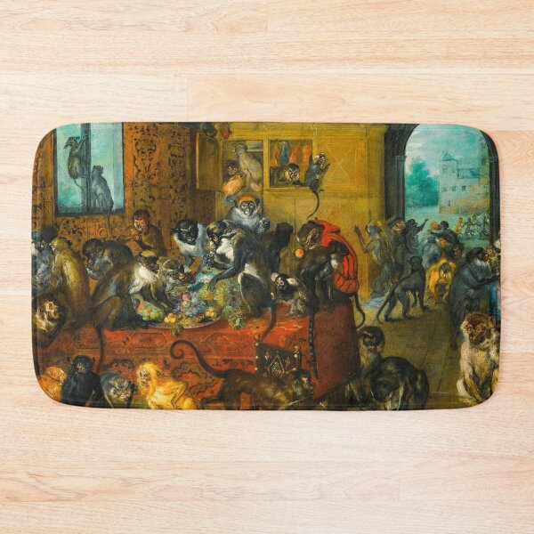 Item preview, Jan Brueghel Monkeys Feasting Singerie Classic Fine Art designed and sold by TheSoulOfArt.