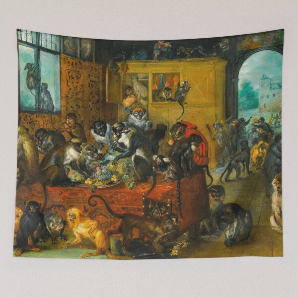 Item preview, Jan Brueghel Monkeys Feasting Singerie Classic Fine Art designed and sold by TheSoulOfArt.