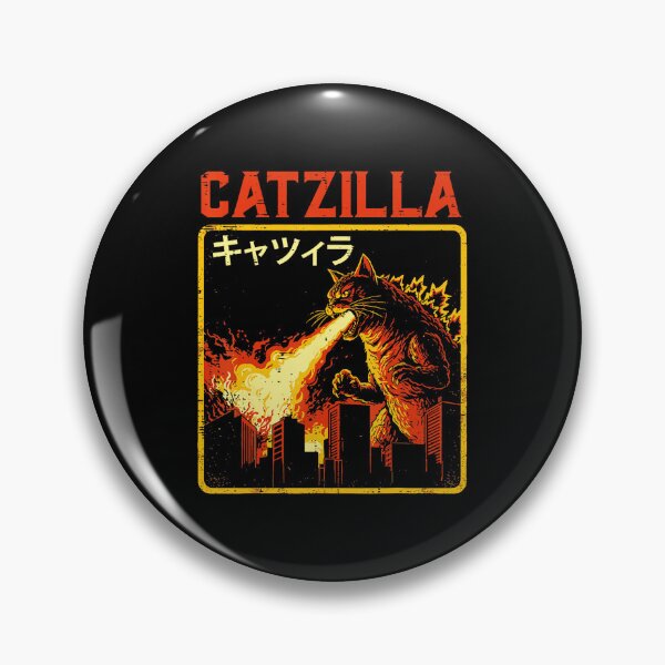 Item preview, Catzilla Fire Breathing Cat Monster Retro Illustration designed and sold by titanlevi.