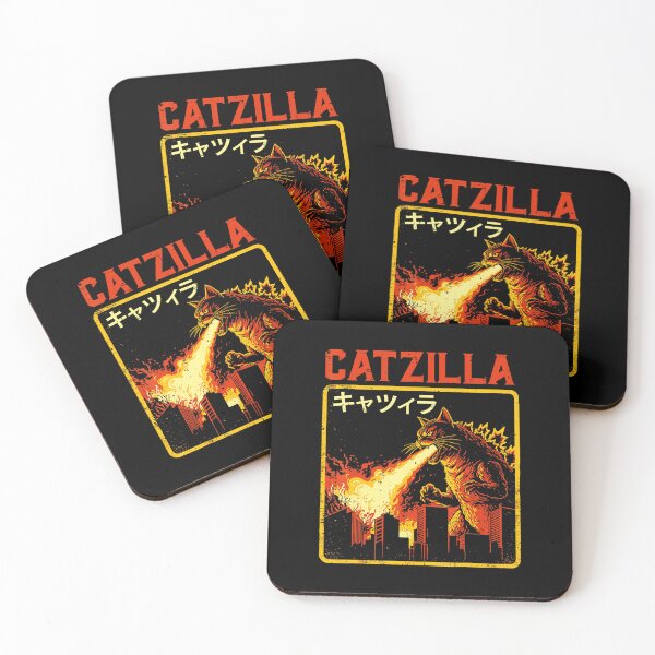 Item preview, Catzilla Fire Breathing Cat Monster Retro Illustration designed and sold by titanlevi.