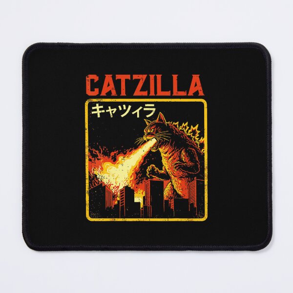 Item preview, Catzilla Fire Breathing Cat Monster Retro Illustration designed and sold by titanlevi.