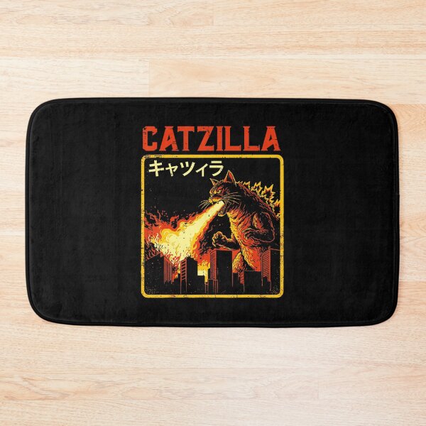 Item preview, Catzilla Fire Breathing Cat Monster Retro Illustration designed and sold by titanlevi.