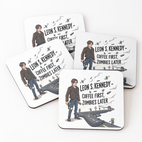 Item preview, Leon Kennedy Coffee First Funny Meme designed and sold by VitalDesigner.