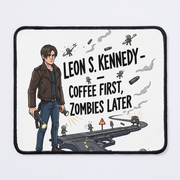 Item preview, Leon Kennedy Coffee First Funny Meme designed and sold by VitalDesigner.