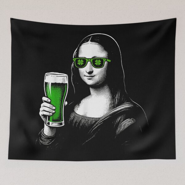 Item preview, Mona Lisa Drinking Green Beer Funny St Patricks Day Art Parody Shirt designed and sold by YubitaLeLe.