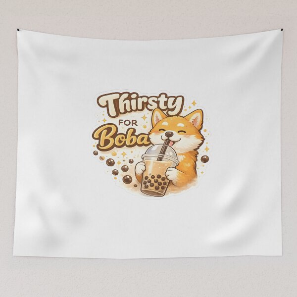 Item preview, Cute Shiba Inu Thirsty Boba Tea designed and sold by giachem99.