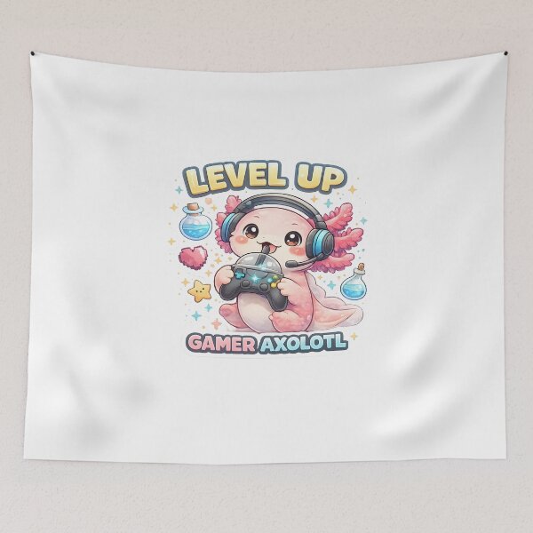 Item preview, Cute Gamer Axolotl Level Up Design designed and sold by giachem99.