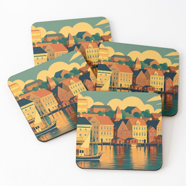Item preview, Germany - Flensburg  Colorful Harborfront and boat designed and sold by darekkocurek.