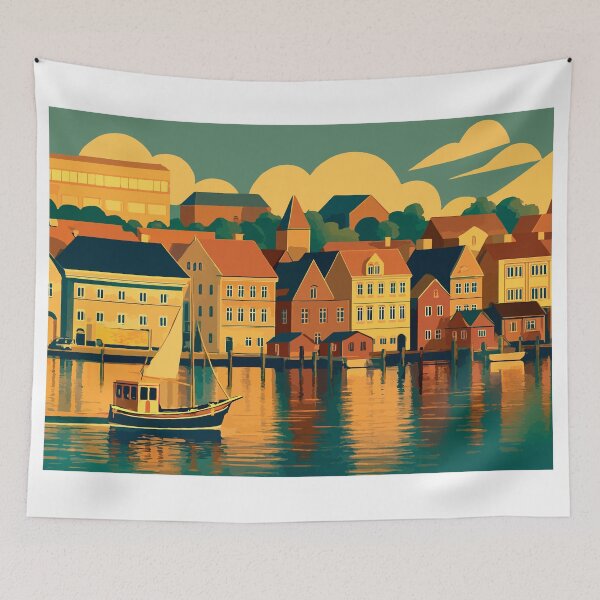 Item preview, Germany - Flensburg  Colorful Harborfront and boat designed and sold by darekkocurek.