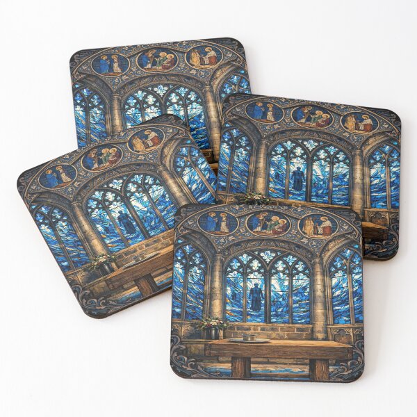 Item preview, Gothic Church Stained Glass – Medieval Cathedral Window Photography Print, Dark Blue Religious Aesthetic designed and sold by Dlilium.