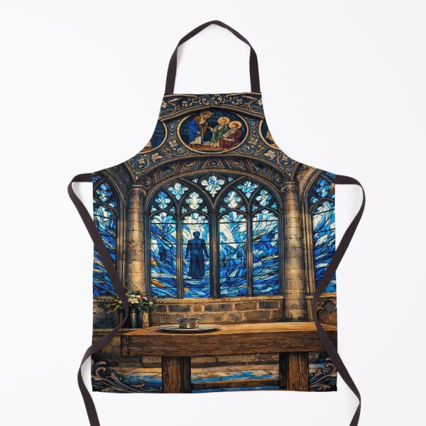 Item preview, Gothic Church Stained Glass – Medieval Cathedral Window Photography Print, Dark Blue Religious Aesthetic designed and sold by Dlilium.