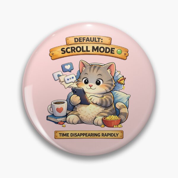 Item preview, Funny Cat Default Scroll Mode Cat Humor Adulting Survival Meme designed and sold by Mindworx21.