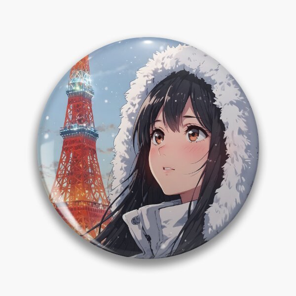 Item preview, Tokyo Tower Winter Snow - Anime Girl Makoto Shinkai Style Japan Snowfall designed and sold by Chibifaceneko.
