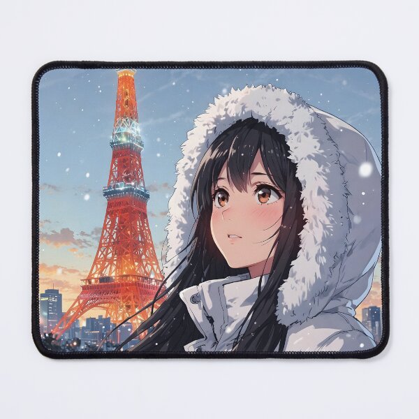 Item preview, Tokyo Tower Winter Snow - Anime Girl Makoto Shinkai Style Japan Snowfall designed and sold by Chibifaceneko.