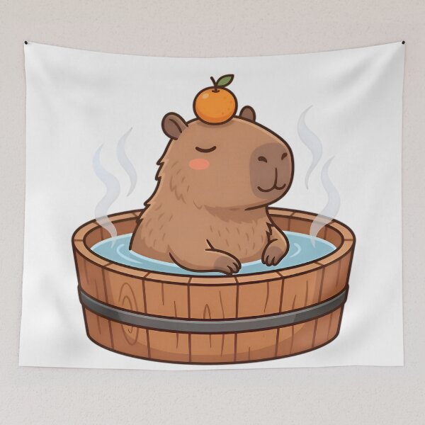 Item preview, Chill Zen Capybara - Meditating in Warm Water with Orange designed and sold by AlanyaArtX.