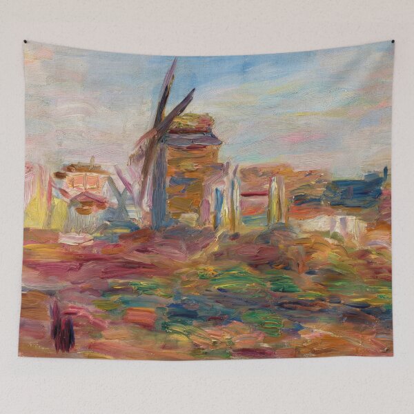 Item preview, Moulin Sur La Colline De Montmartre by Pierre-Auguste Renoir: Vibrant Impressionist Landscape designed and sold by artofuniverse.