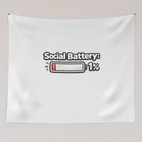 Item preview, Social Battery 1% Introvert Humor Design designed and sold by giachem99.