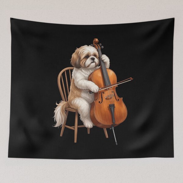 Item preview, Shih Tzu Playing Cello Player Cellist Dog Lover designed and sold by TerryConnells.