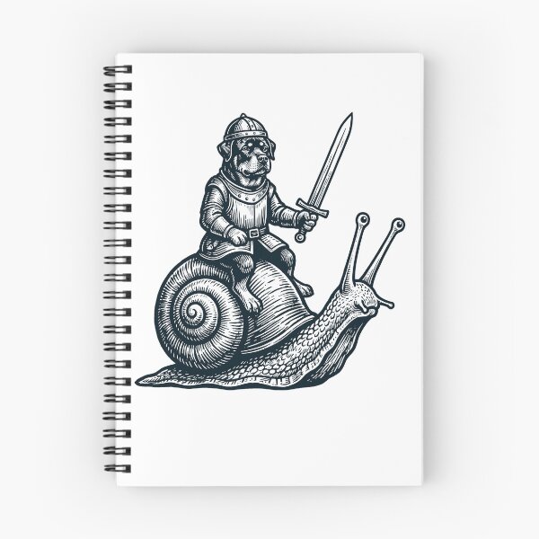 Item preview, Vinatge Rottweiler Riding Snail Medieval Knight Dog Lover designed and sold by DoodleTortle.