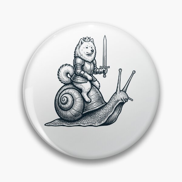 Item preview, Vinatge Samoyed Riding Snail Medieval Knight Dog Lover designed and sold by DoodleTortle.