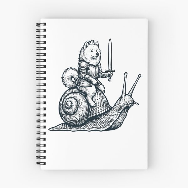 Item preview, Vinatge Samoyed Riding Snail Medieval Knight Dog Lover designed and sold by DoodleTortle.