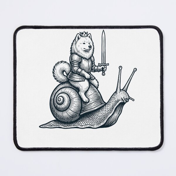 Item preview, Vinatge Samoyed Riding Snail Medieval Knight Dog Lover designed and sold by DoodleTortle.