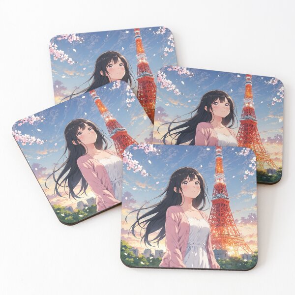 Item preview, Tokyo Tower Cherry Blossoms Spring - Anime Girl Makoto Shinkai Style Japan designed and sold by Chibifaceneko.