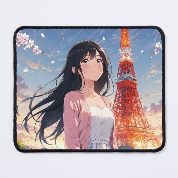 Item preview, Tokyo Tower Cherry Blossoms Spring - Anime Girl Makoto Shinkai Style Japan designed and sold by Chibifaceneko.