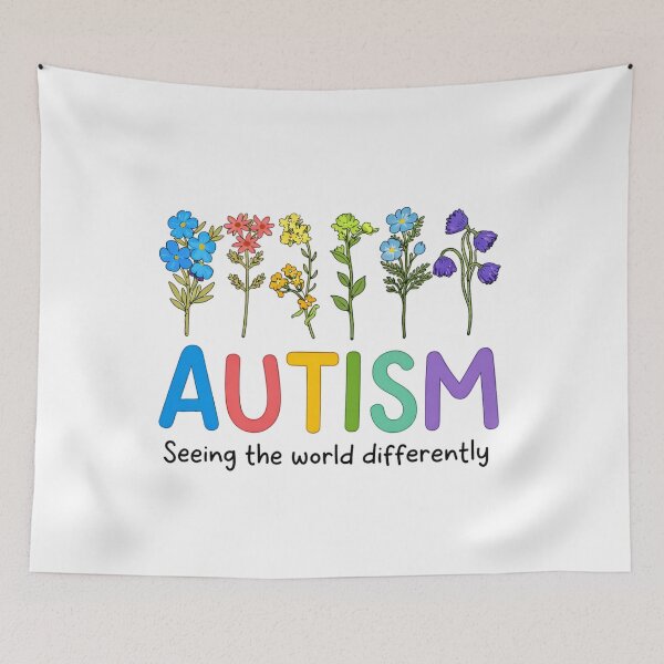 Item preview, Autism Seeing The World Differently Floral Quote designed and sold by margamPagenberg.