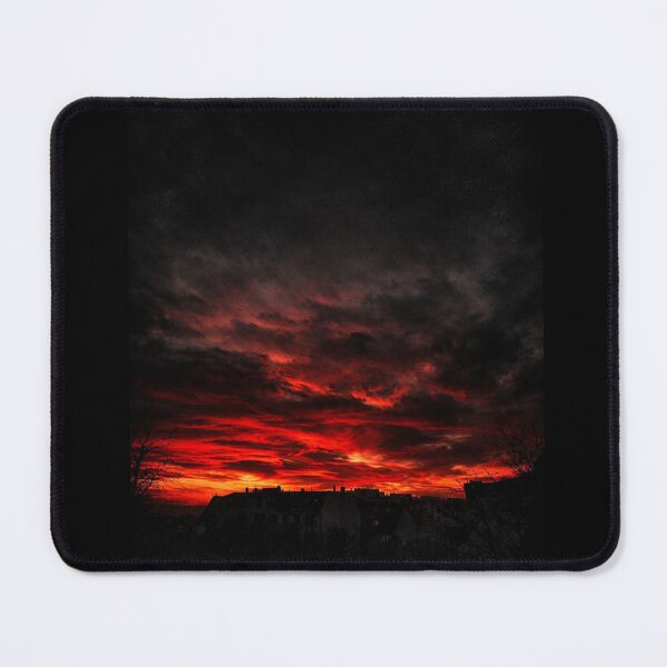 Item preview, Red Sunset Sky – Dark Dramatic Skyline Photography Print, Gothic Apocalyptic Aesthetic designed and sold by Dlilium.
