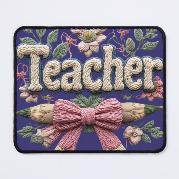 Item preview, Cozy Crochet Teacher Embroidery Design with Pencil Bow and Florals designed and sold by sanorastyle.