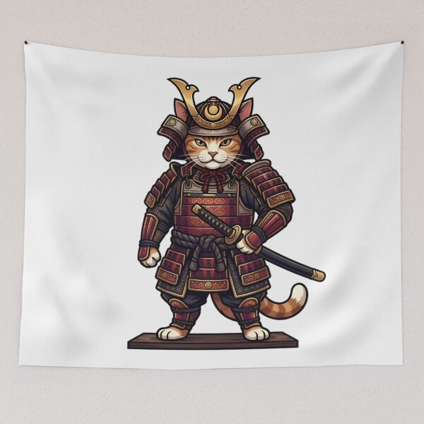Item preview, Brave Samurai Cat - Japanese Warrior Neko with Katana designed and sold by AlanyaArtX.