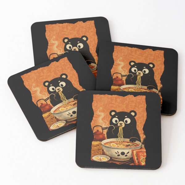 Item preview, Cute Bear Eating Ramen Noodle Lover Design designed and sold by JEFDodsonArt.