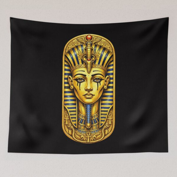 Item preview, Liquid Gold Pharaoh Mask – Ancient Egypt Tutankhamun Art designed and sold by GulfSignature.