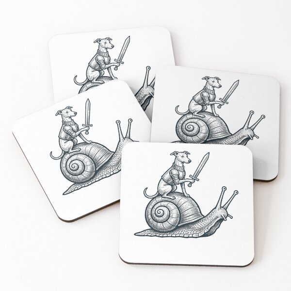 Item preview, Vinatge Whippet Riding Snail Medieval Knight Dog Lover designed and sold by DoodleTortle.