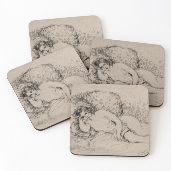 Item preview, Nude Woman Reclining by Pierre-Auguste Renoir: Sepia Nude Fine Art Poster designed and sold by artofuniverse.
