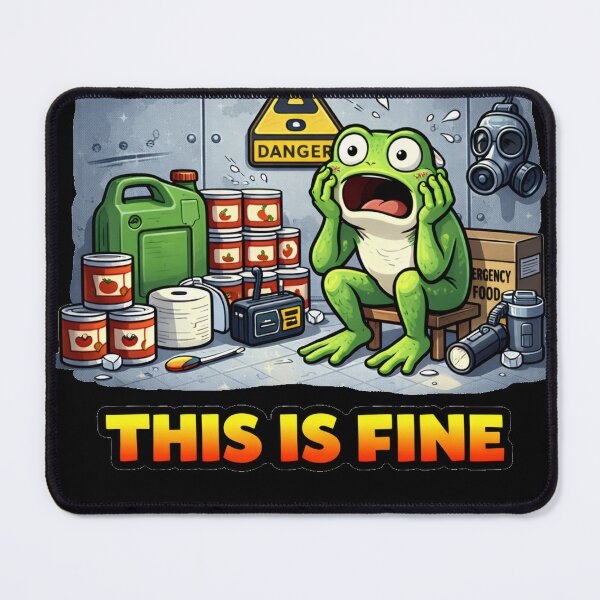 Item preview, This Is Fine Apocalypse Frog Meme designed and sold by the-dovlat.
