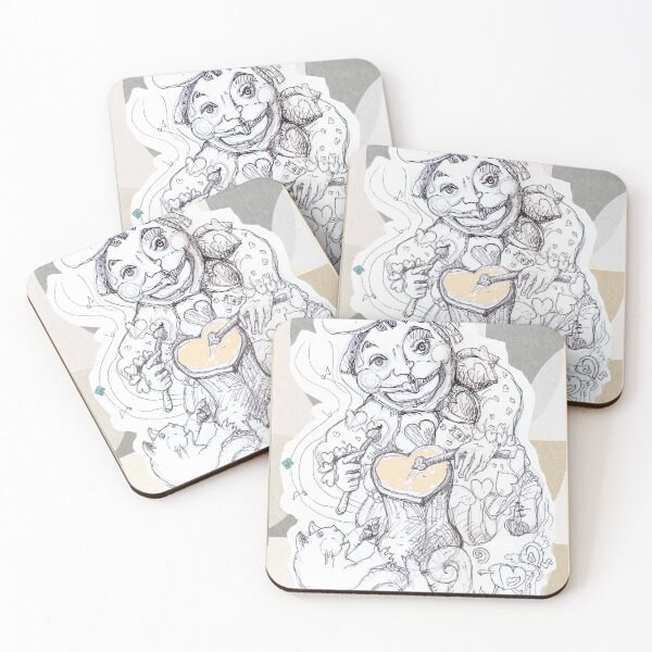 Item preview, Heart Clown Drummer and Musical Lover Cat  (Drawing by ACCI) designed and sold by VanyssaGraphics.