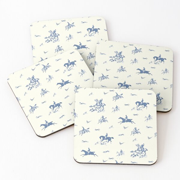 Item preview, Vintage English Country Hunting Horse Riders Hounds Blue designed and sold by tanjica.