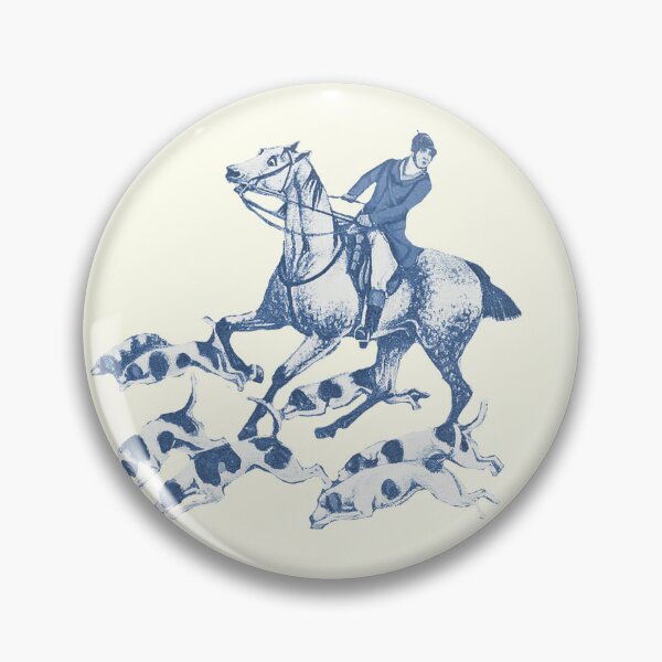 Item preview, Vintage English Country Hunting Horse Riders Hounds Blue designed and sold by tanjica.