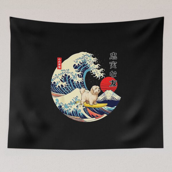 Item preview, Coton de Tulear Surfing Japanese Wave Dog designed and sold by titanlevi.