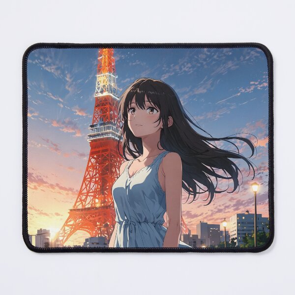 Item preview, Tokyo Tower Summer Sunset - Anime Girl Makoto Shinkai Style Japan Evening designed and sold by Chibifaceneko.