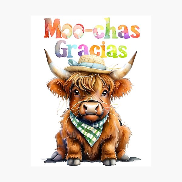 Item preview, Moo-chas Gracias - Funny Highland Cow Thank You Design designed and sold by ArtisticDesignsbyLinda.