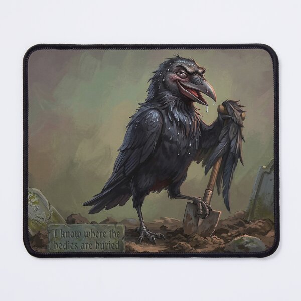 Item preview, Raven Gravedigger Sarcastic Quote - I Know Where The Bodies Are Buried Art designed and sold by Englandbear.
