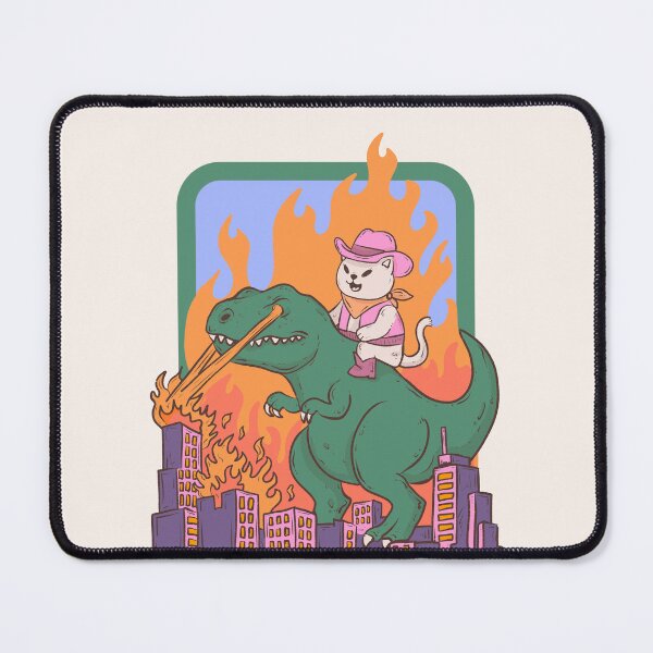 Item preview, Cowboy Cat Riding Laser T-Rex – Funny Dino Chaos designed and sold by Jess.a.creates.
